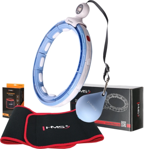 HMS set: massage hula hoop with weight, magnets and counter + slimming belt (blue)