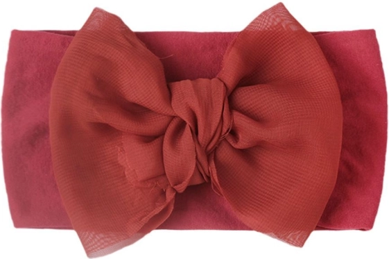 Children's headband with bow - burgundy, wide