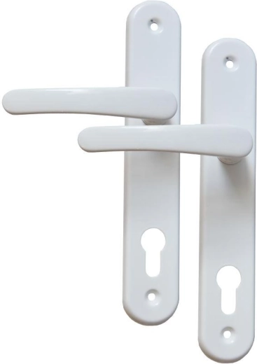 Door hardware MICHAELA handle with key, white, 90 mm spacing
