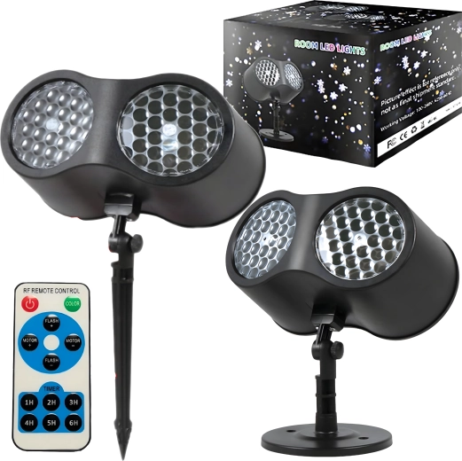 Kerst LED laserprojector met sneeuwvlokken voor op het huis