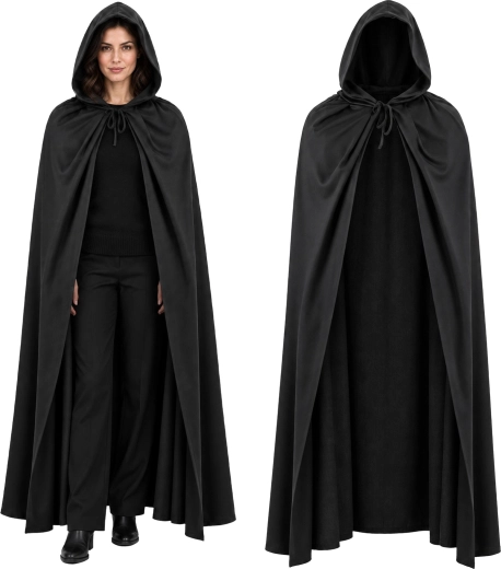 Cape noire à capuche Glimz