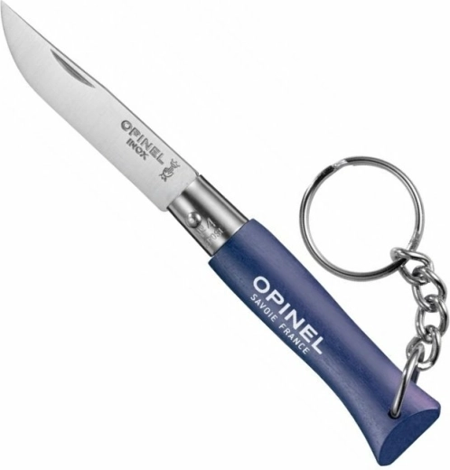Opinel No.04 keyring – dark blue pocket knife 5 cm, beech wood
