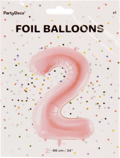 Folieballon cijfer 2 roze 86 cm