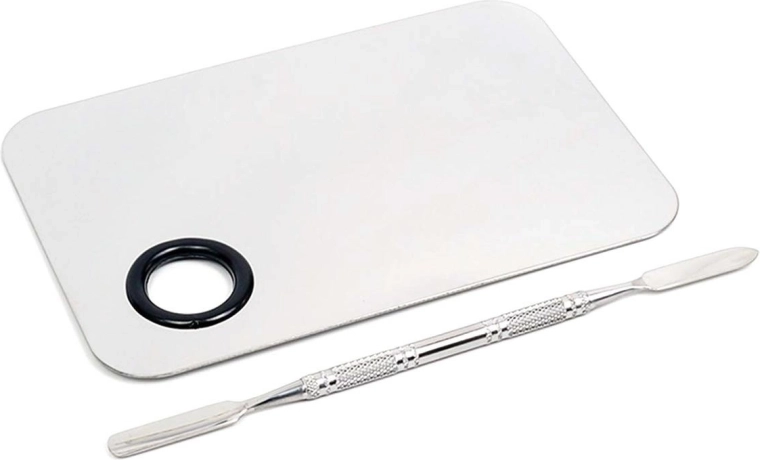 Roestvrijstalen cosmetica-mengpalet met spatel