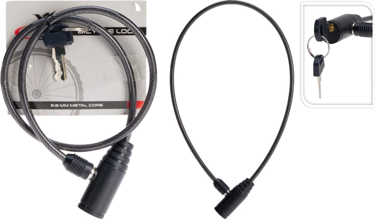 Cable bike lock 6 × 650 mm with 2 keys