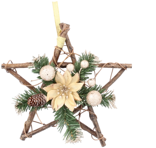 Étoile suspendue en bois 25 cm couleur or en frêne