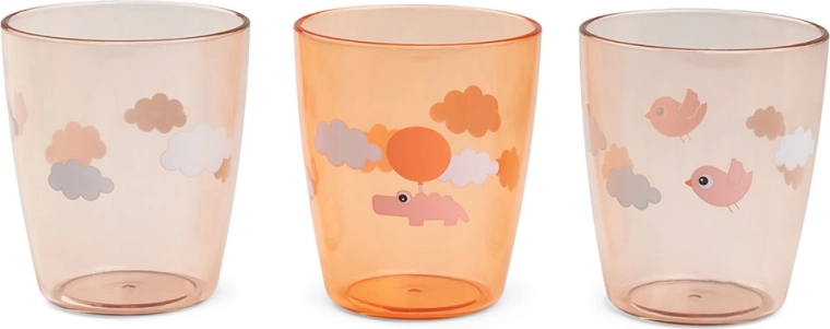 Done by Deer mini verres Yummy Happy clouds couleur papaye, 3 pcs