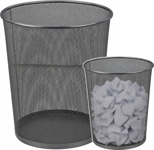 Runder Büro-Papierkorb aus Metallgitter, silber, 19 l
