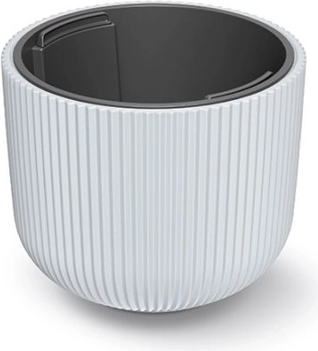 Milly Planter with Insert 24 cm – white, ribbed plastic for indoor and outdoor use