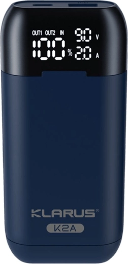 Klarus K2A 3-in-1 intelligent dual charger with battery holder and power bank, LCD display