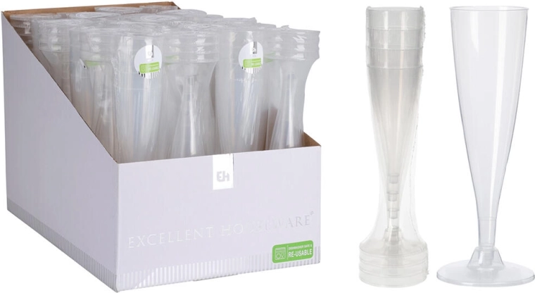 Plastic champagne flutes 130 ml, set of 4