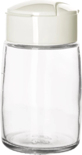 Drop glass spice jar with plastic lid