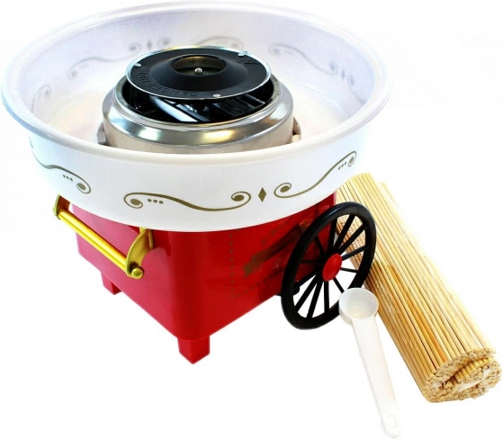 Machine rétro pour préparer de la barbe à papa sucrée rouge