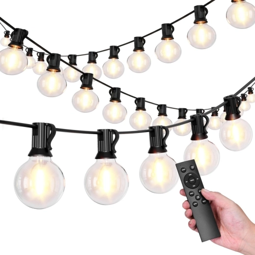 Garden light string 20 m, 30 LED bulbs, 9 modes, outdoor IP44 with remote control