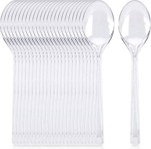 Cuillères en plastique réutilisables 17,5 cm, 25 pcs