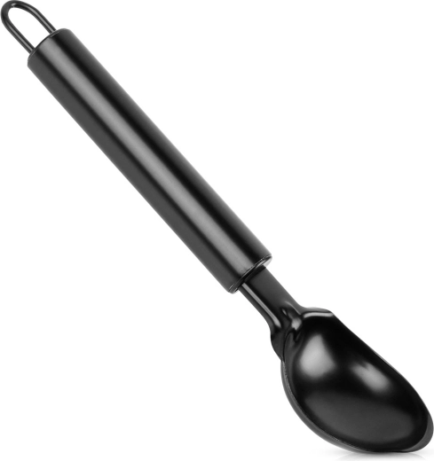 Cuillère à glace en acier inoxydable, noire, 19 cm