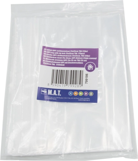 Sachets LDPE à fermeture rapide 25 × 35 cm, transparents, 25 pcs