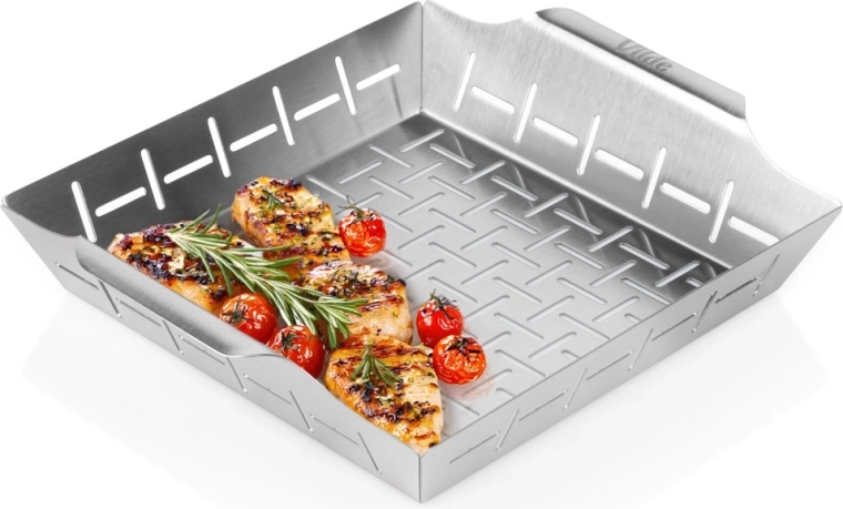 Panier de grill perforé en acier inoxydable 27 × 23 × 5 cm VILDE