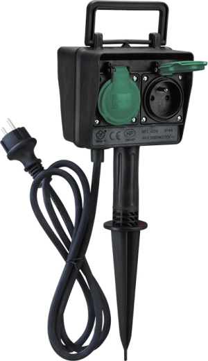 Solight tuincontactpaal IP44 met 2 stopcontacten en tijdschakelaar