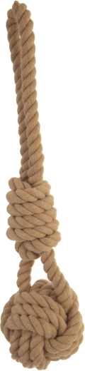 Jouet pour chien corde avec balle beige 25 cm