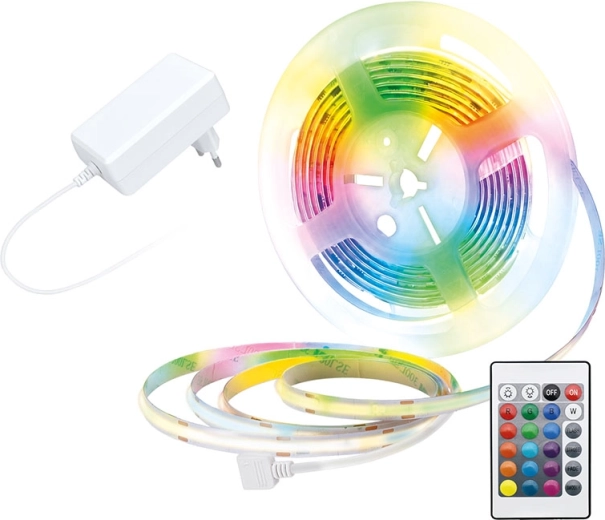 Ruban LED RGB Solight avec adaptateur et télécommande, 3 m