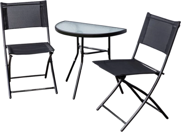 Tuin- en balkonset Marco – inklapbare tafel met gehard glas en 2 stoelen