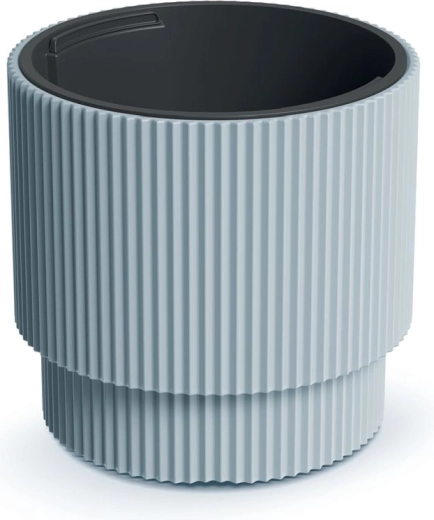 Geribde bloempot met inzet Milly 29,8 cm – lichtgrijs