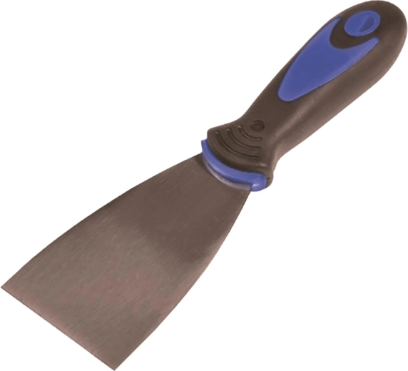Spatule inox 80 mm avec poignée en caoutchouc