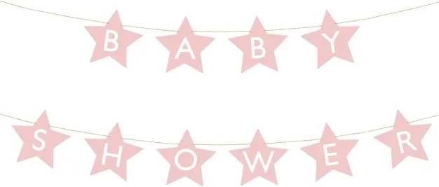 Baby shower banner with stars – Light pink