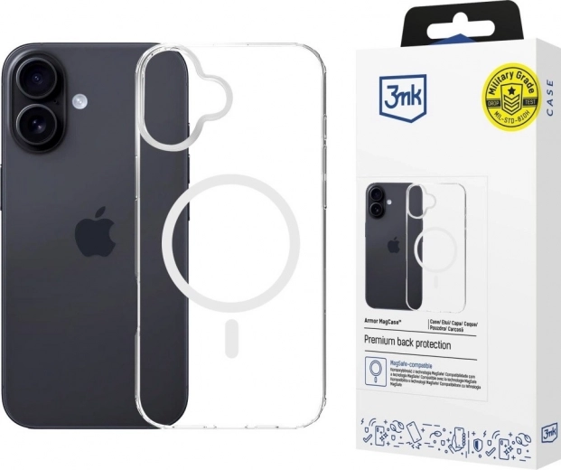 Transparent Magnetic Armor MagCase for iPhone 16 Plus with MagSafe