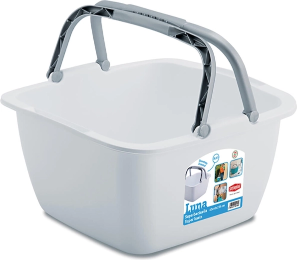 Square plastic basin LUNA 40 cm with handles, 18.5 l
