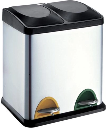 Stainless steel pedal bin for sorted waste 30 L