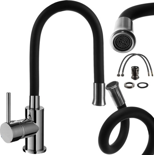 deck-mounted kitchen faucet with flexible pull-out spout RUHHY
