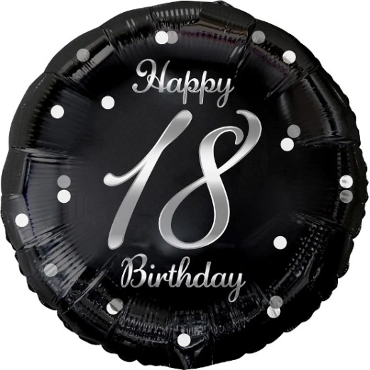 Black foil balloon Happy 18 Birthday 18"