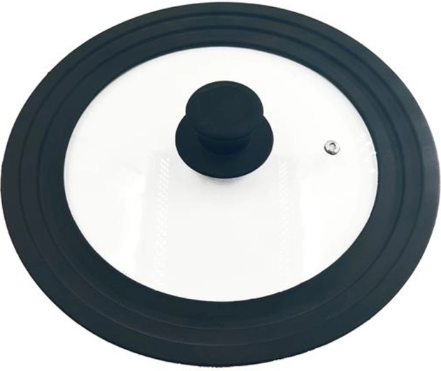 Universeller Glasdeckel aus gehärtetem Glas mit Ventil 22/24/26 cm