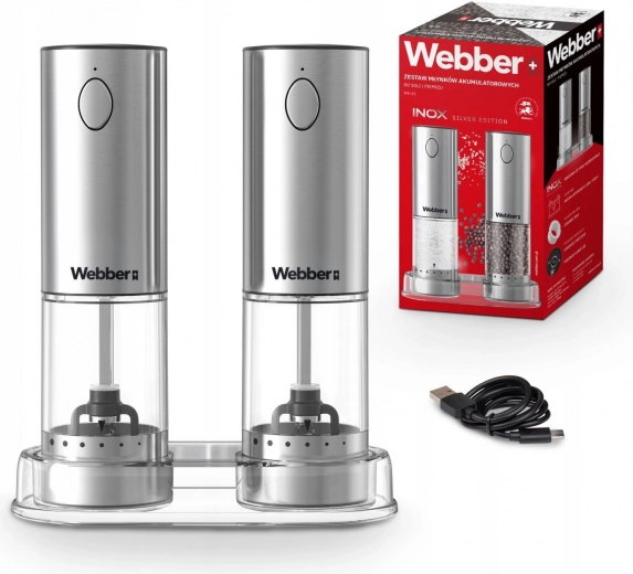 moulins électriques à sel et poivre USB‑C, lot de 2 avec réglage de mouture et éclairage LED