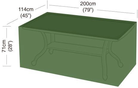Protective cover for rectangular 8-seat table 200 × 114 × 71 cm, PE 90 g/m², green