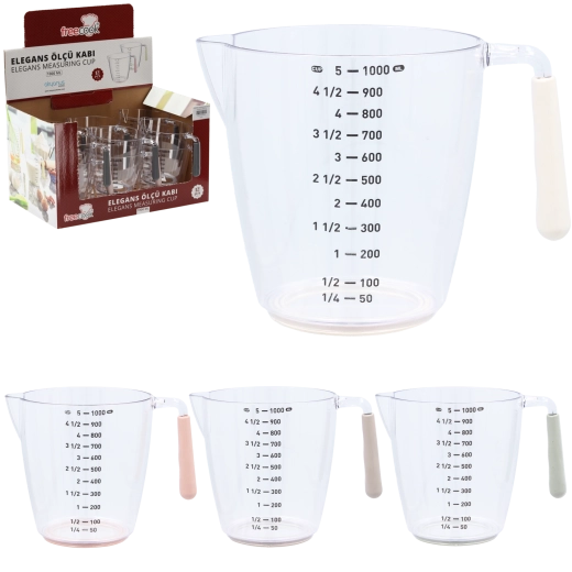 Kunststof maatkan 1 l met handgreep en schenktuit