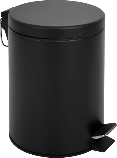 Stainless steel pedal bin, black, 5 l