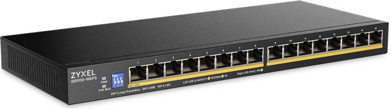 Zyxel gigabit unmanaged switch GS1100-16EPS met PoE (16 poorten)