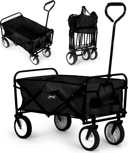 Folding garden cart black 116 × 54 × 90 cm