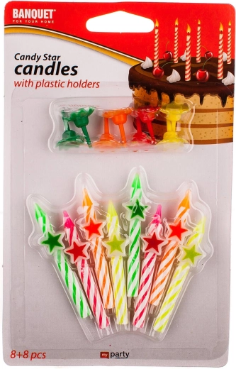 Bougies étoilées 8+8 pcs
