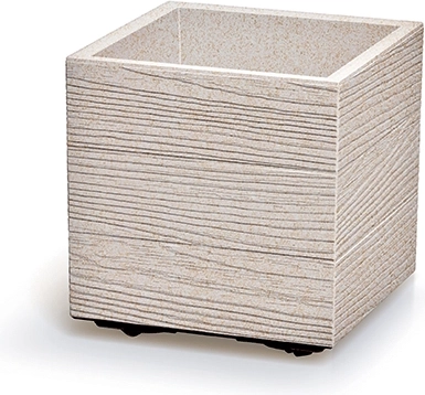 Jardinière Madera Square Eco Wood 29 cm, blanche, plastique avec protection UV