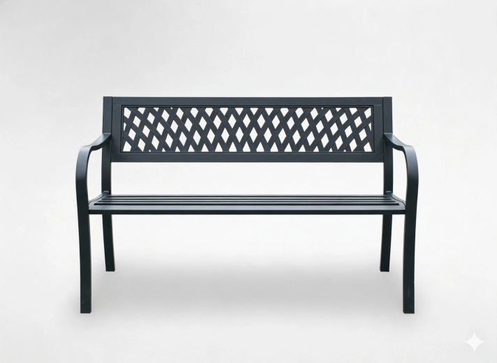 Banc de jardin en métal 125 × 53 × 77 cm avec dossier à treillis