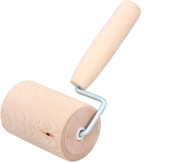 Wooden rolling pin with rotating roller 30 cm