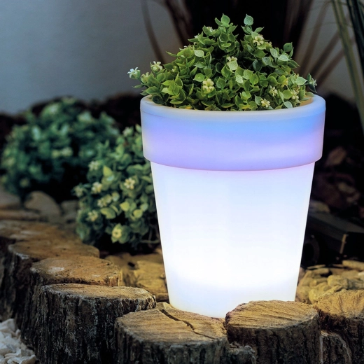 Solar plantenbak met verlichting en 4 koudwitte leds, 16,5 × 19 cm