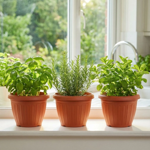 Plastic flower pot, terracotta, 20 cm
