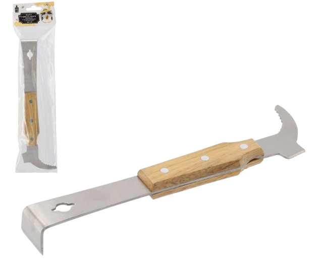 Imkerbeitel van roestvrij staal met houten handvat en spreider 26 cm