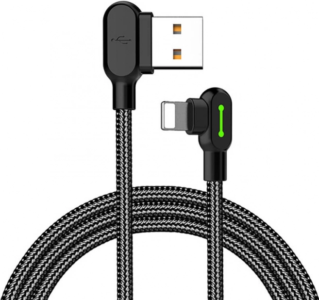 Angled USB Lightning Cable with LED Backlight McDodo 1.2m Black