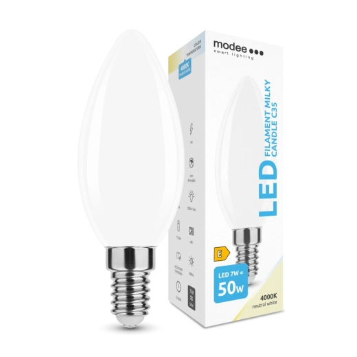 Modee Smart Lighting LED bougie E14 7 W blanc neutre verre opalin